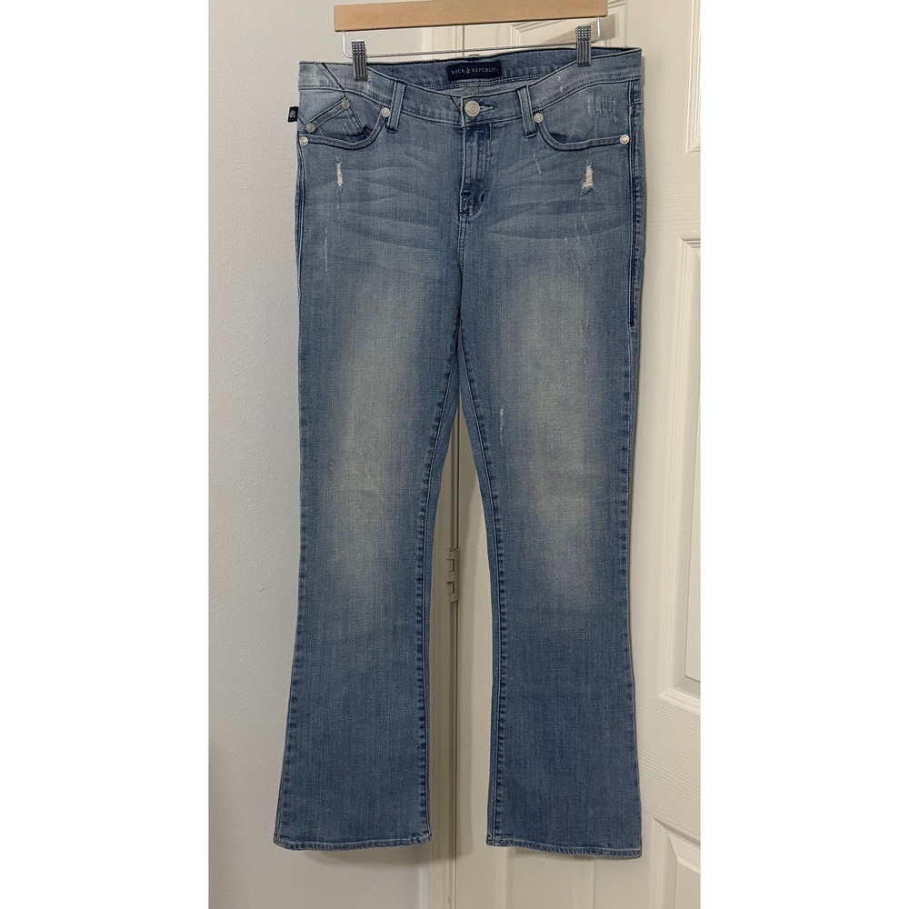 Rock & Republic Women's sz 12M Kasandra‎ Bootcut Jeans Rhinestone Y2K 2000s